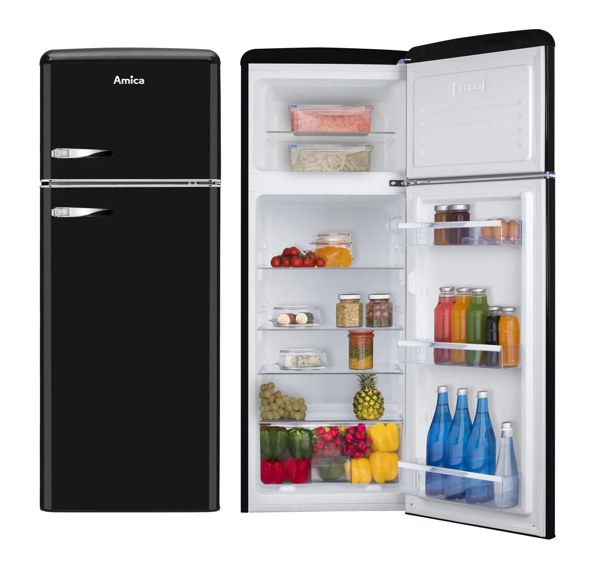 Amica KGC 15634 Schwarz Retro Kühl-Gefrier-Kombination - Ansary Verkauf®