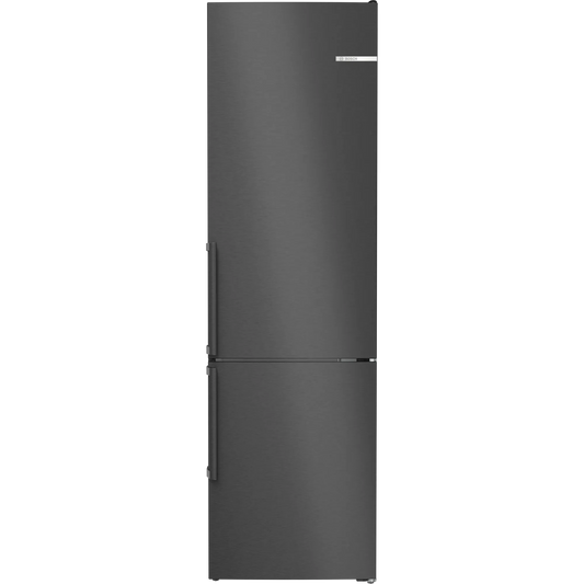 BOSCH EXCLUSIV Serie 4, Freistehende Kühl-Gefrier-Kombination mit Gefrierbereich unten, 203 x 60 cm, Edelstahl schwarz