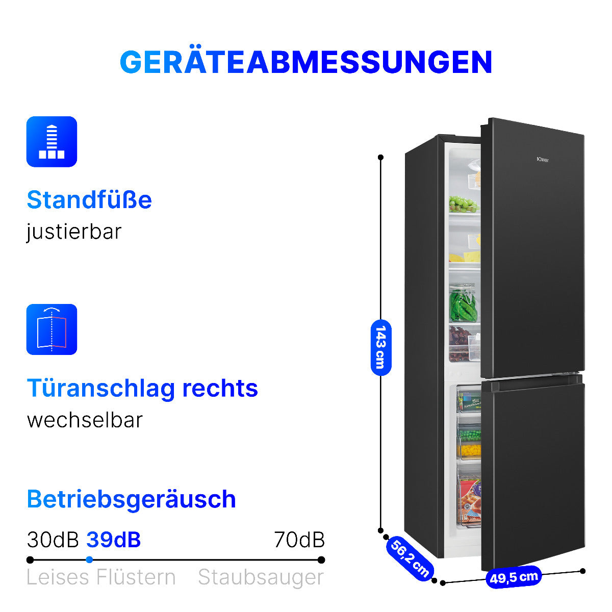 Bomann Kühl-/Gefrierkombination KG 320.2 schwarz