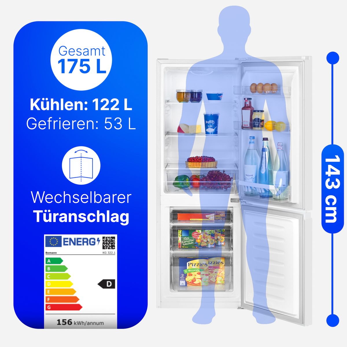 Bomann KG 322.1 Weiß Kühl-Gefrier-Kombination Kompakt - Ansary Verkauf®
